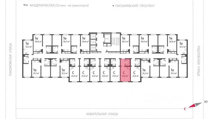 Студия Санкт-Петербург ул. Пахомовская, 12к2 (20.7 м) - Фото 0