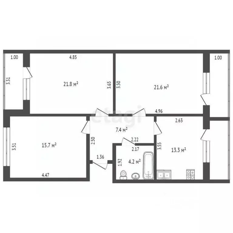 3-к кв. Ростовская область, Таганрог ул. Шевченко, 173 (84.0 м) - Фото 1