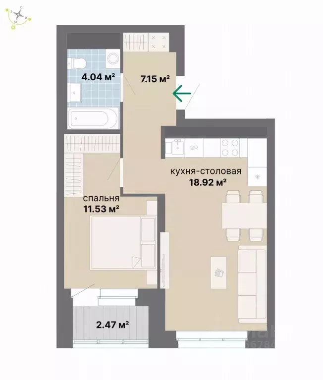 1-к кв. Свердловская область, Екатеринбург Эльмаш жилрайон,  (44.11 м) - Фото 1