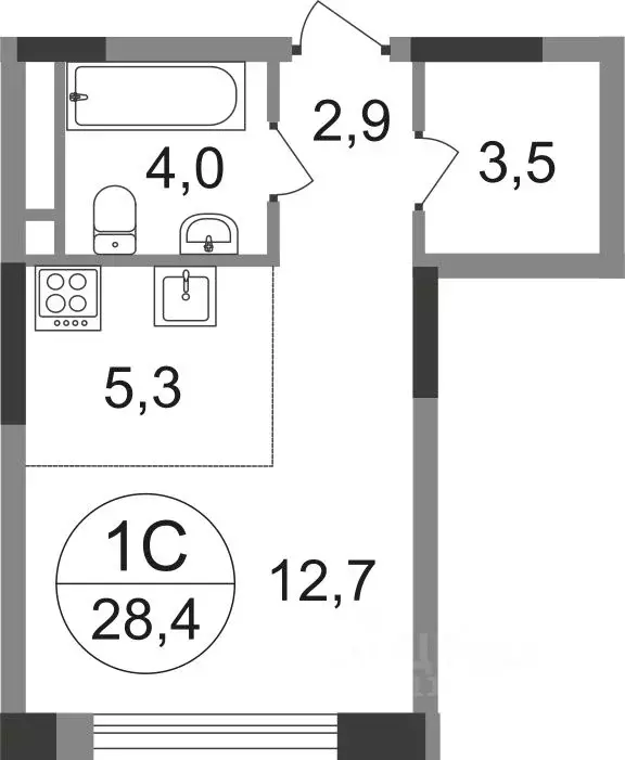 Студия Москва Переделкино Ближнее мкр, 17-й кв-л, к1 (28.4 м) - Фото 0