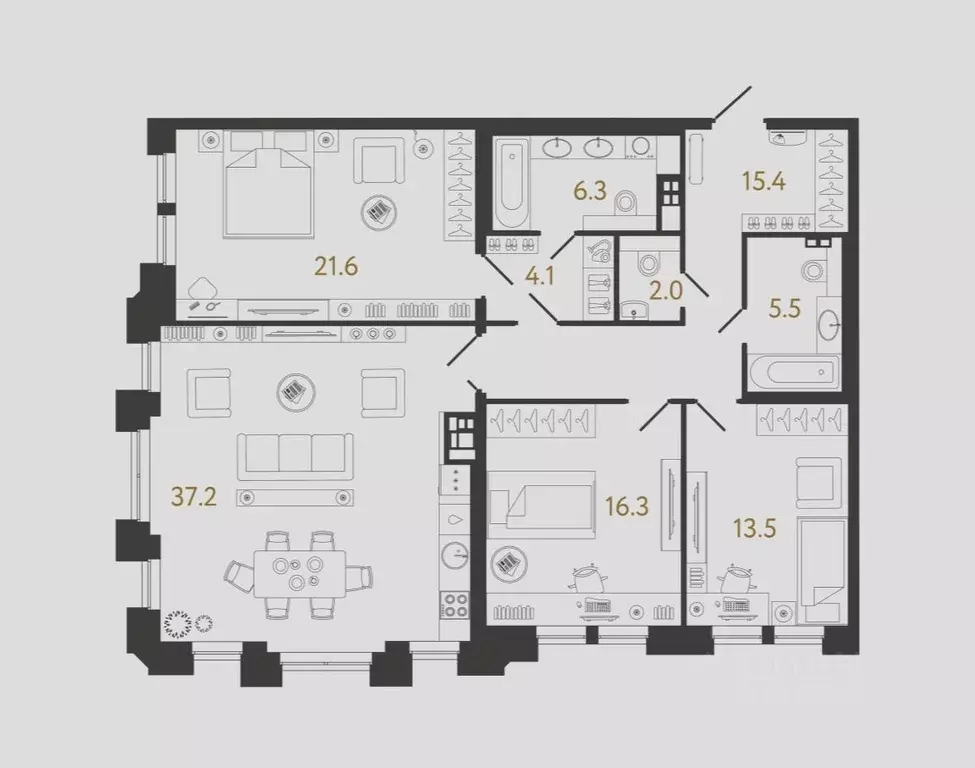 3-к кв. Санкт-Петербург ул. Чапыгина, 4 (121.9 м) - Фото 1