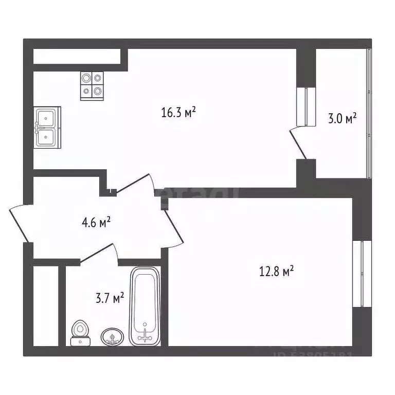 1-к кв. Ростовская область, Ростов-на-Дону ул. Ткачева, 11 (40.0 м) - Фото 2