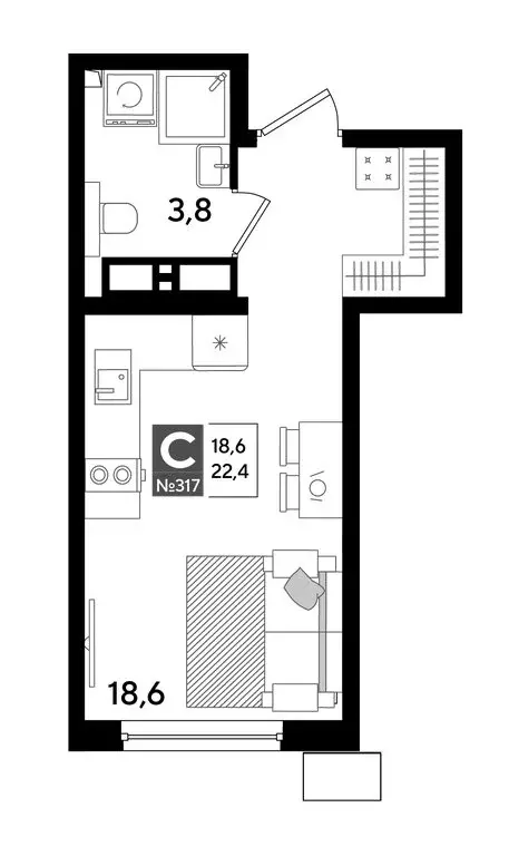 Квартира-студия: Краснодар, микрорайон Догма Парк (22.4 м) - Фото 0