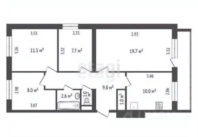 4-к кв. Карелия, Петрозаводск ул. Древлянка, 24к1 (71.3 м) - Фото 1