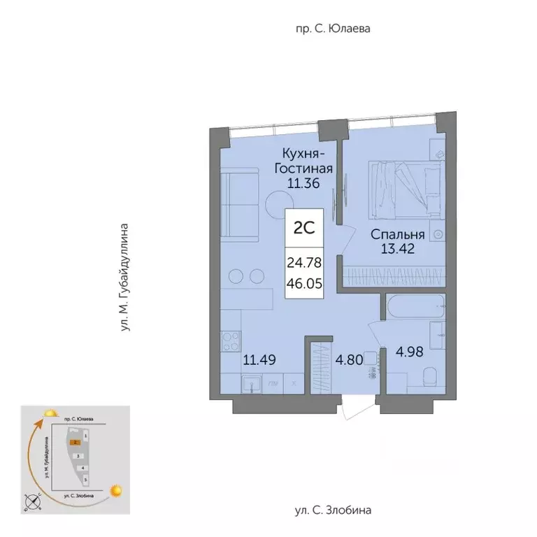 2-к кв. Башкортостан, Уфа Зеленая Роща жилрайон, Урбаника жилой ... - Фото 2