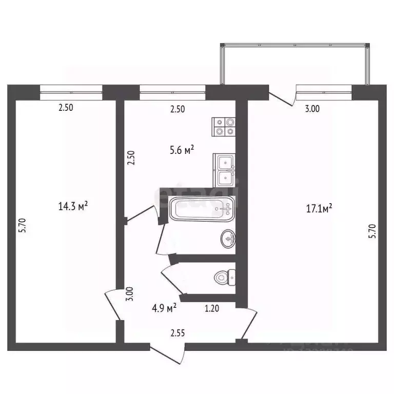 2-к кв. Орловская область, Орел ул. Красина, 20 (44.9 м) - Фото 1