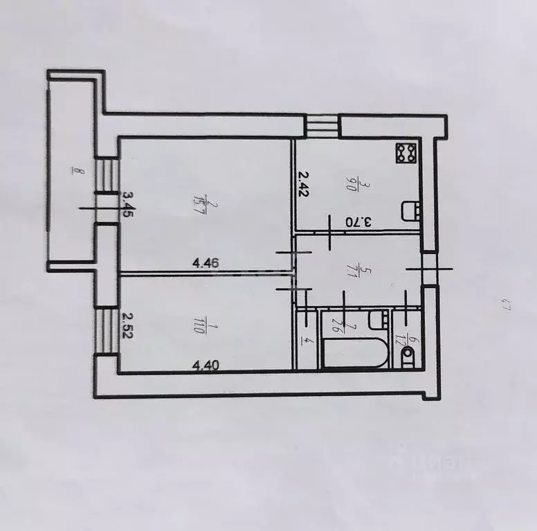 2-к кв. Тульская область, Тула ул. Бондаренко, 7 (48.0 м) - Фото 1