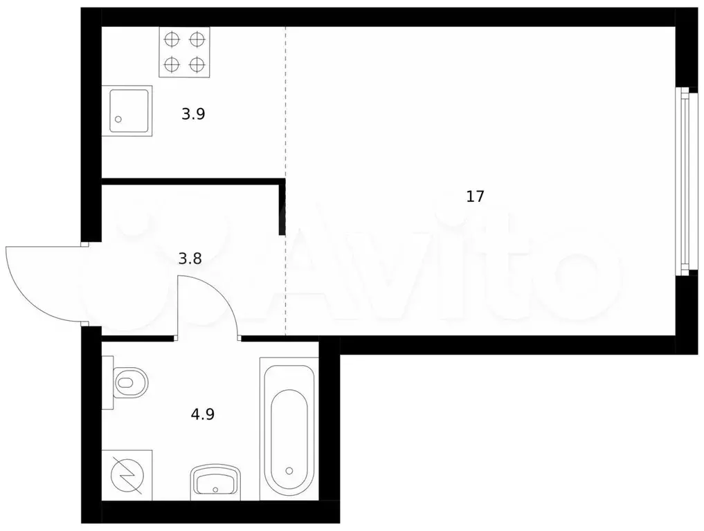 Квартира-студия, 29,6 м, 17/32 эт. - Фото 0