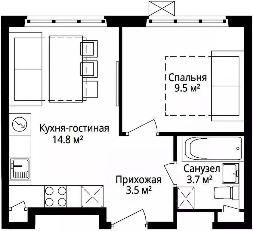 1-к кв. Московская область, Ленинский городской округ, д. Сапроново, ... - Фото 1