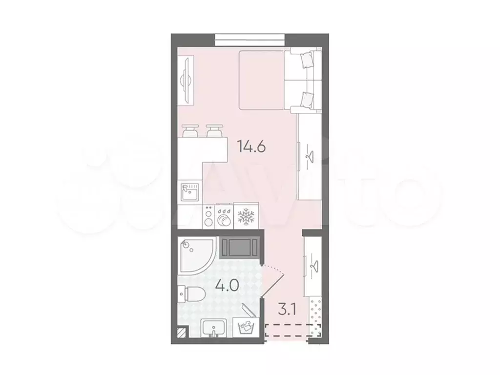 Квартира-студия, 21,7 м, 12/24 эт. - Фото 0