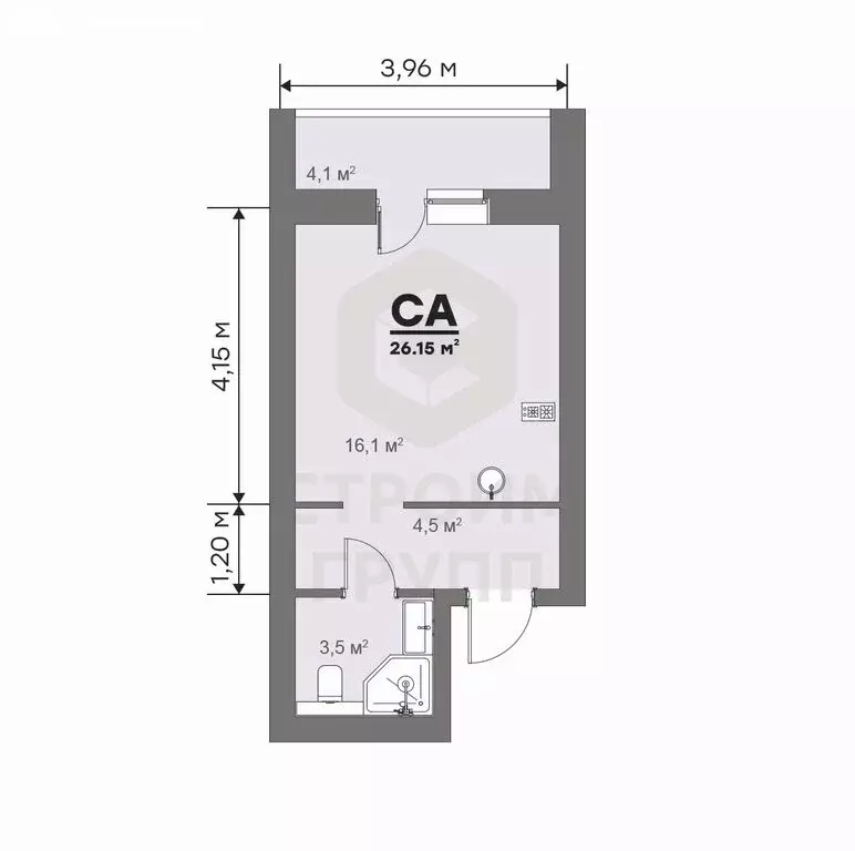 Квартира-студия: Ковров, улица Строителей, 39/3 (26.15 м) - Фото 1