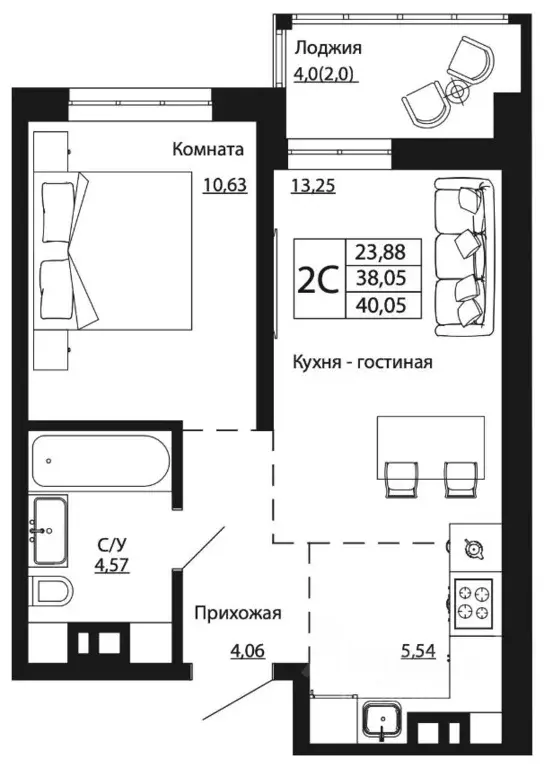 1-к кв. Ростовская область, Ростов-на-Дону ул. Текучева, 370/2 (39.95 ... - Фото 0