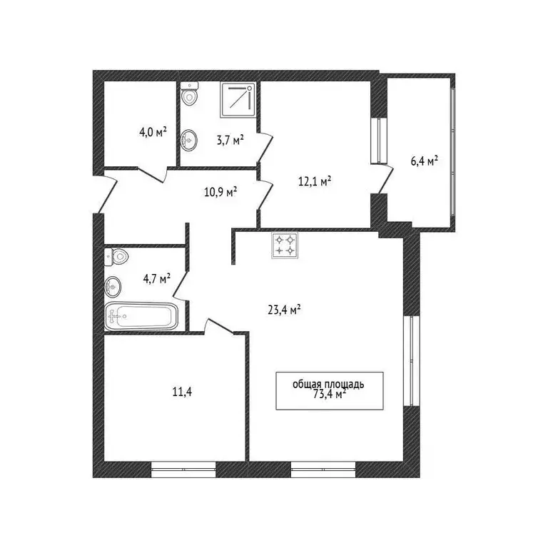 2-комнатная квартира: Брянск, Степная улица, 24 (70.4 м) - Фото 1