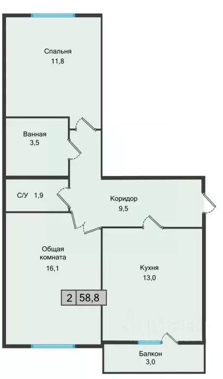 2-к кв. Ставропольский край, Железноводск  (58.8 м) - Фото 0