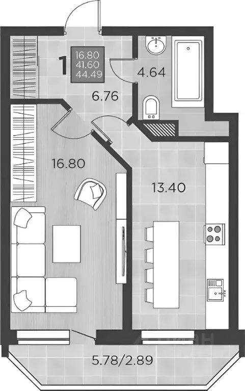 2-к кв. Краснодарский край, Краснодар ул. Командорская, 15/1 (55.0 м) - Фото 1