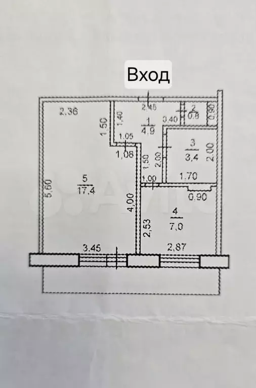 1-к. квартира, 33,5 м, 1/5 эт. - Фото 0