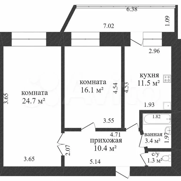 2-к. квартира, 67,7 м, 10/10 эт. - Фото 0