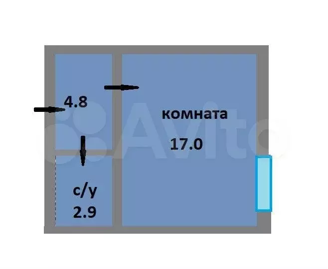 Квартира-студия, 25,8 м, 2/4 эт. - Фото 0