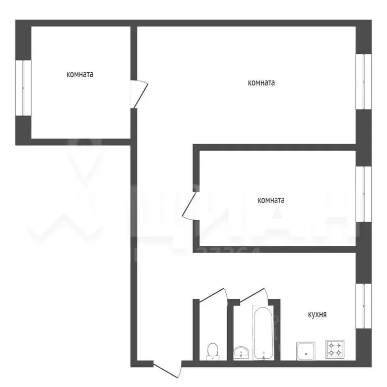 3-к кв. Красноярский край, Красноярск ул. Карла Маркса, 175 (62.0 м) - Фото 2