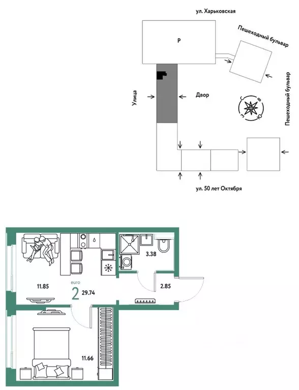 2-к кв. Тюменская область, Тюмень  (29.74 м) - Фото 0