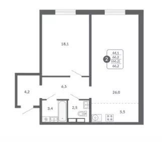 Продаётся 2-к квартира, 66.2 м - Фото 0