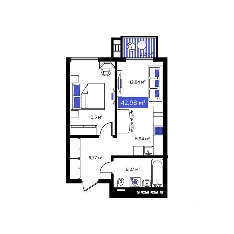 1-к кв. Приморский край, Владивосток Визионер жилой комплекс (42.98 м) - Фото 1