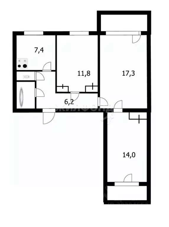 3-к кв. Новосибирская область, Новосибирск ул. Петухова, 68 (61.6 м) - Фото 0