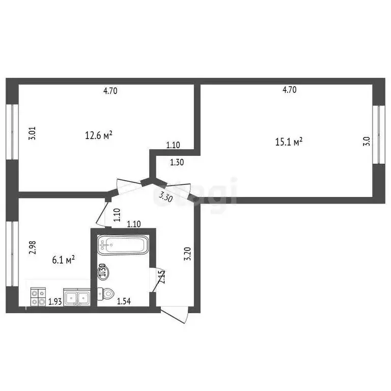 2-комнатная квартира: Дмитров, Большевистская улица, 23 (42.2 м) - Фото 1