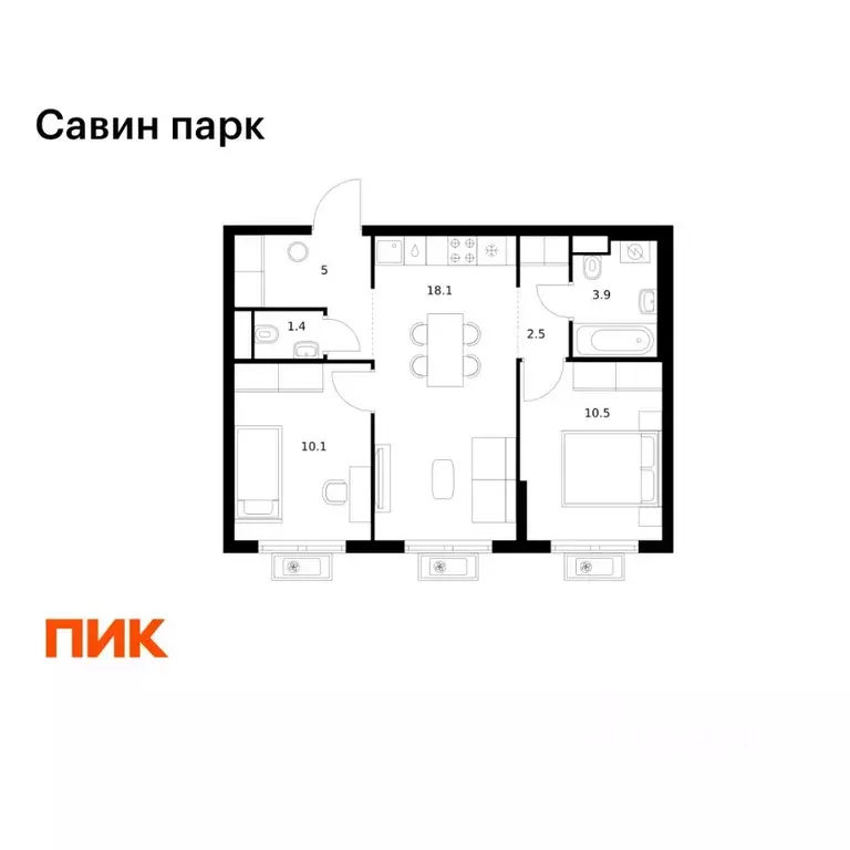 2-к кв. Нижегородская область, Нижний Новгород д. Утечино, Савин Парк ... - Фото 1