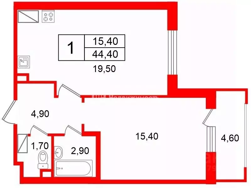1-к кв. Санкт-Петербург просп. Ветеранов, 169к2 (44.4 м) - Фото 2