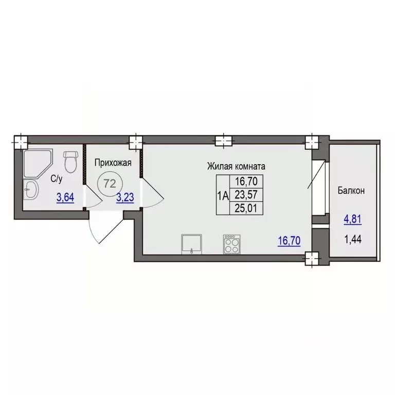 1-к кв. Псковская область, Псковский район, Завеличенская волость, д. ... - Фото 1