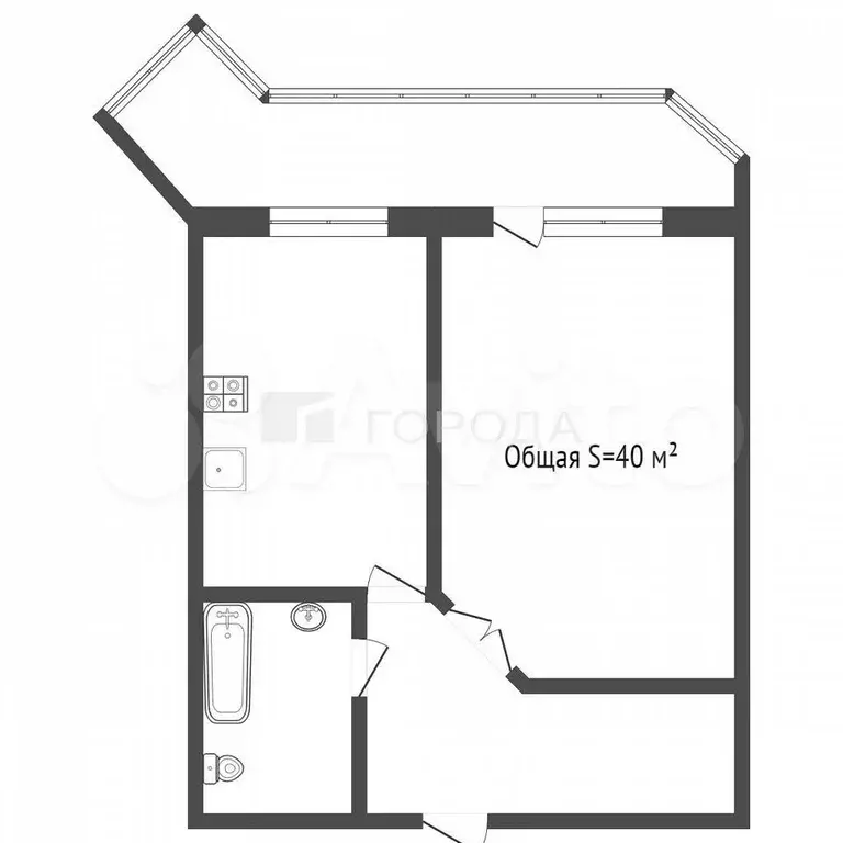 1-к. квартира, 40 м, 7/14 эт. - Фото 0