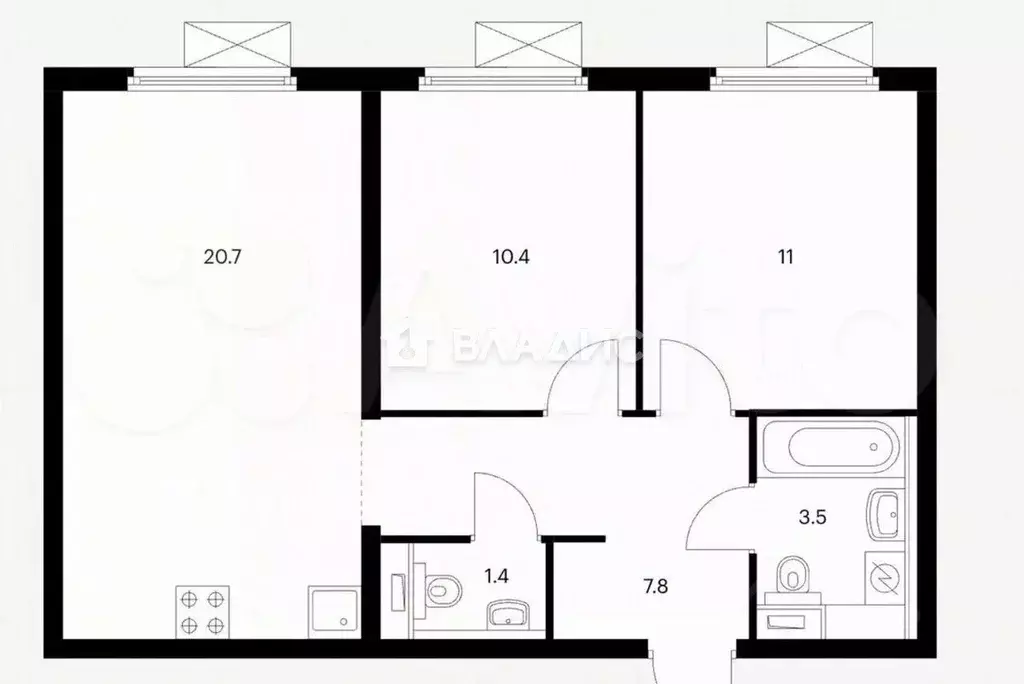 2-к кв. Москва Новоостаповская ул., 7к2 (55.0 м) - Фото 1