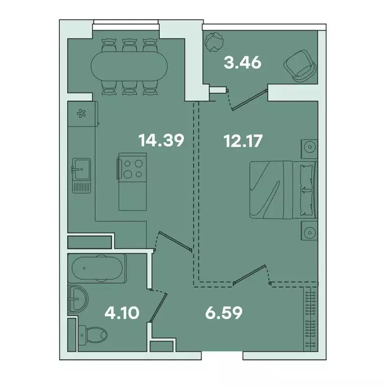 1-комнатная квартира: Иркутск, улица Петрова, 16 (40.71 м) - Фото 0