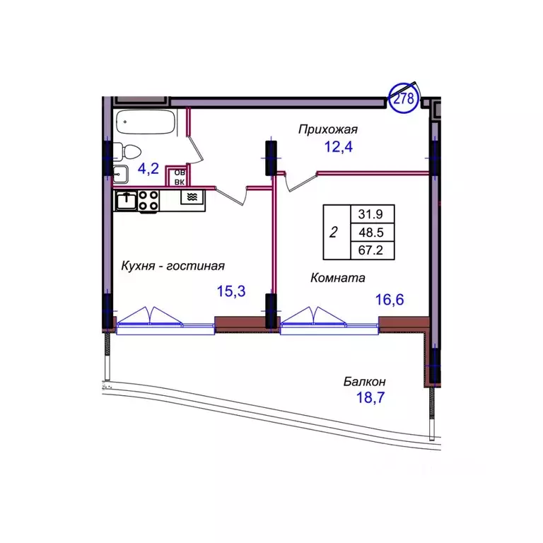 1-к кв. Калининградская область, Светлогорск Балтийская ул. (67.2 м) - Фото 1