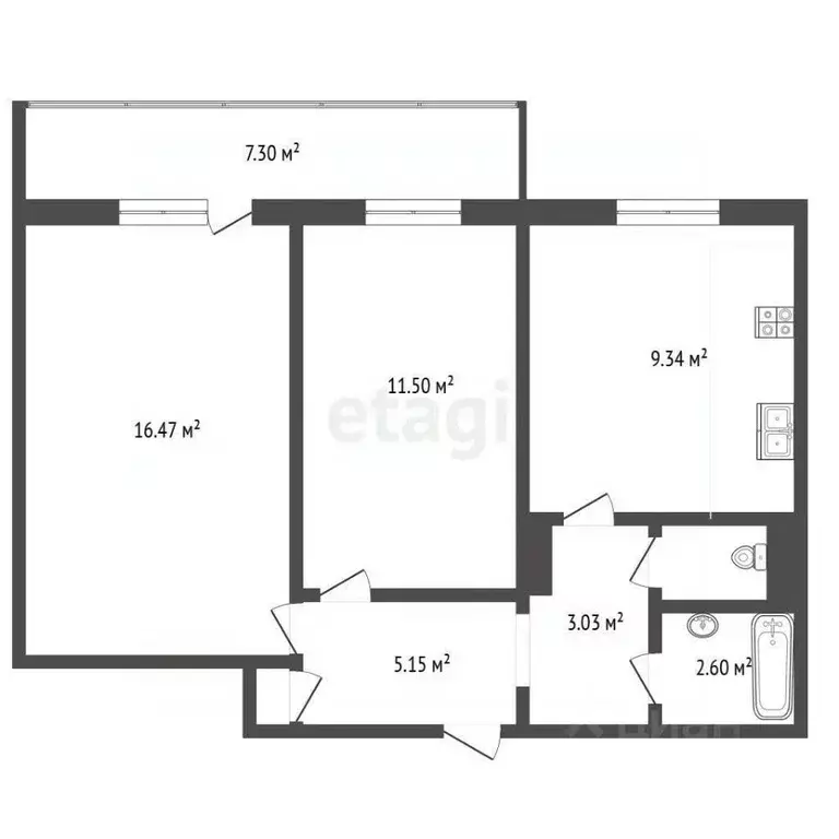 2-к кв. Ярославская область, Ярославль просп. Фрунзе, 65 (44.6 м) - Фото 2