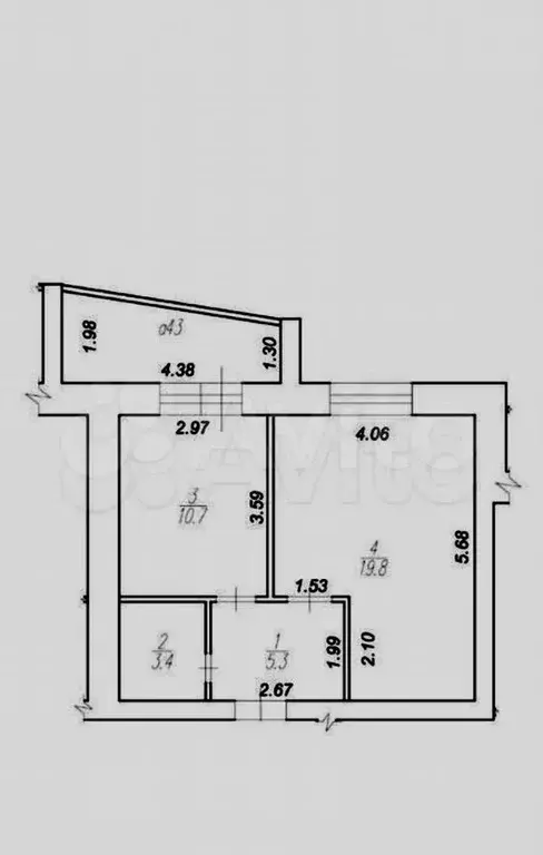 1-к. квартира, 43,2 м, 4/6 эт. - Фото 0