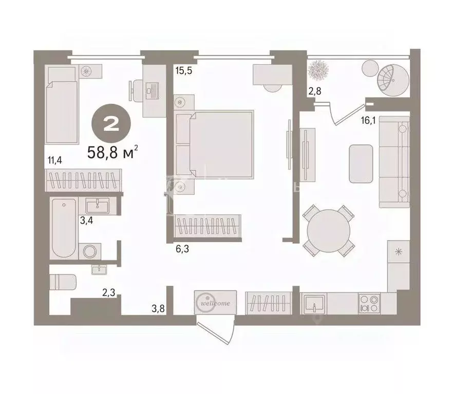 2-к кв. Тюменская область, Тюмень Мыс мкр, ул. Судоремонтная, 28к2 ... - Фото 1