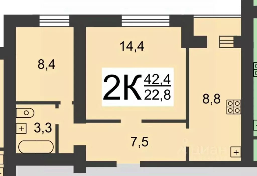 2-к кв. Нижегородская область, Нижний Новгород просп. Бусыгина, 47А ... - Фото 1