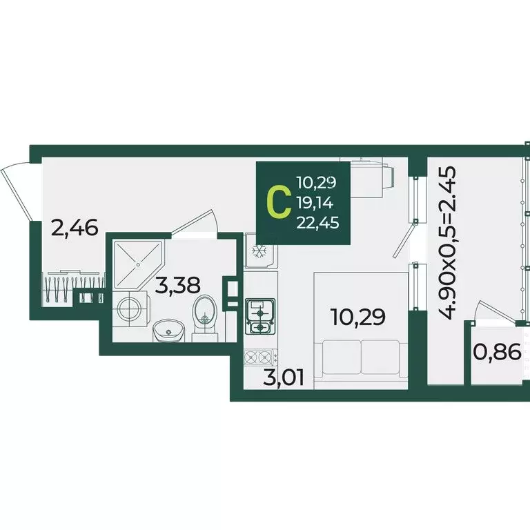 Квартира-студия: Краснодар, микрорайон Образцово (22.45 м) - Фото 1