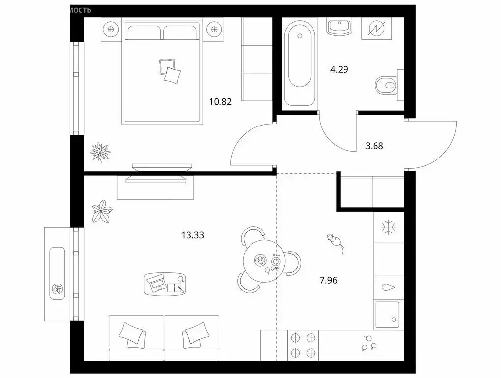 1-комнатная квартира: городской посёлок Новоселье, Невская улица, 14А ... - Фото 1