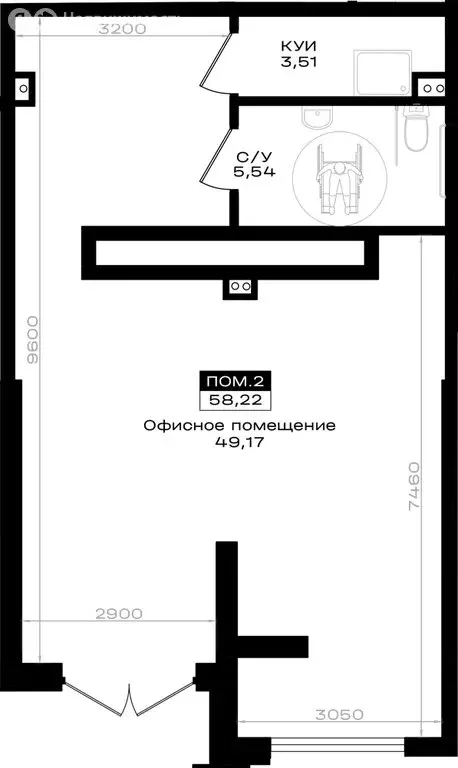 Помещение свободного назначения (58.22 м) - Фото 2