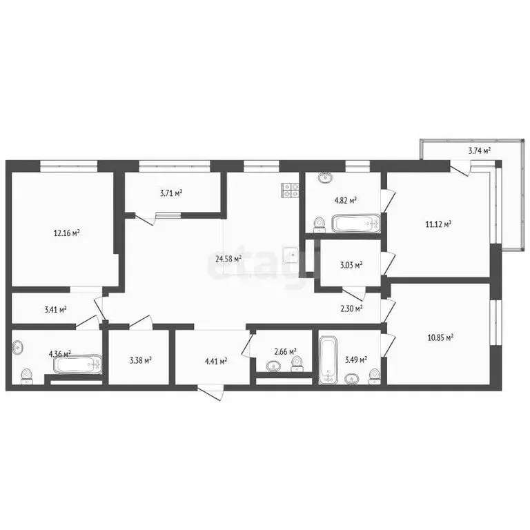 3-комнатная квартира: Тюмень, микрорайон Тарманы, улица Малышева, ... - Фото 1