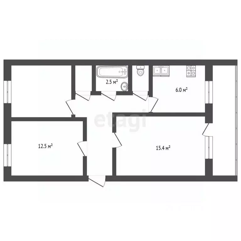 3-к кв. Татарстан, Альметьевск ул. Ризы Фахретдина, 37А (60.0 м) - Фото 2