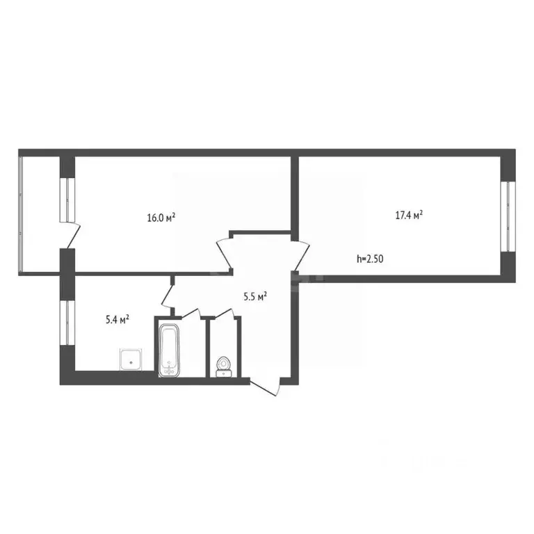 2-к кв. Красноярский край, Красноярск ул. Юшкова, 28В (48.3 м) - Фото 1