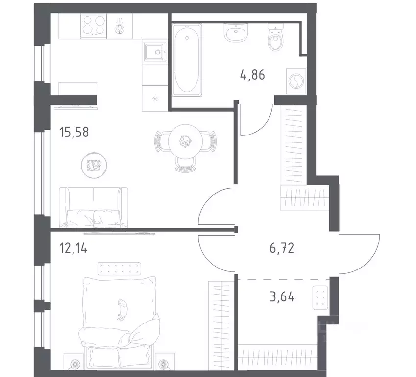1-к кв. Ленинградская область, Всеволожский район, Свердловское ... - Фото 1