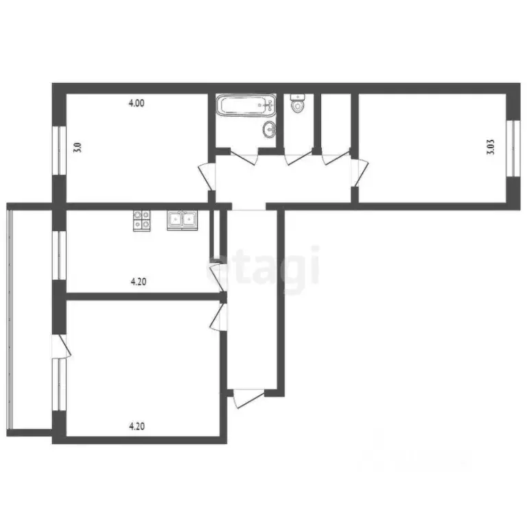 3-к кв. Тюменская область, Тюмень Инженерная ул., 72 (67.5 м) - Фото 1
