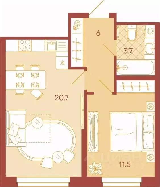 2-к кв. Пензенская область, Пенза ул. Минская, 25 (41.1 м) - Фото 1
