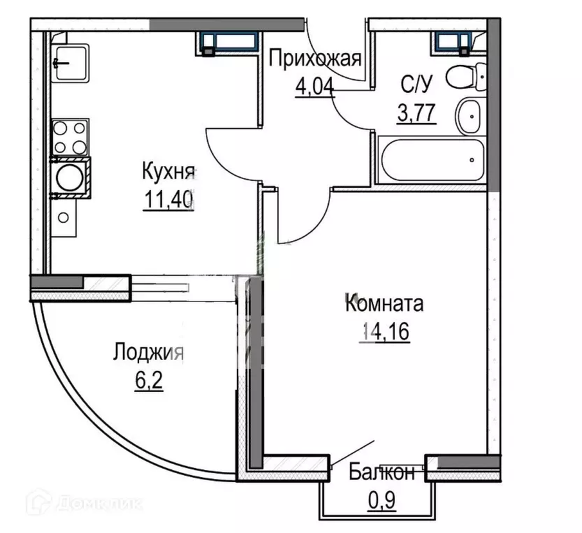 Продаётся 1-к квартира, 39.57 м - Фото 0
