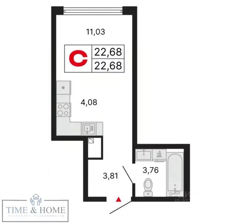 Студия Свердловская область, Екатеринбург ул. Куйбышева, 106 (22.68 м) - Фото 2